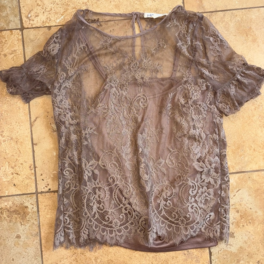 Jolt Sheer Top with Tank Top sz M